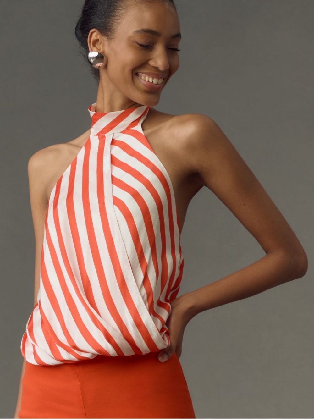 Maeve Halter Scarf Bubble-Hem Tank